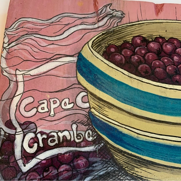 Rustic Cranberries in a Bowl Hand Painted on Wood. - Picture 2 of 6
